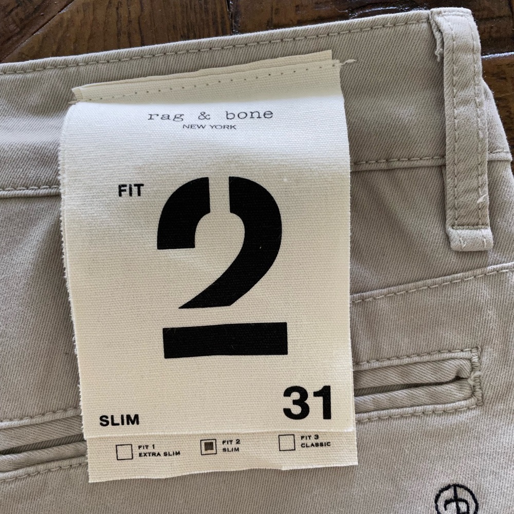 Mens Beige Rag and Bone Chino Pants - Fit 2 Slim 31